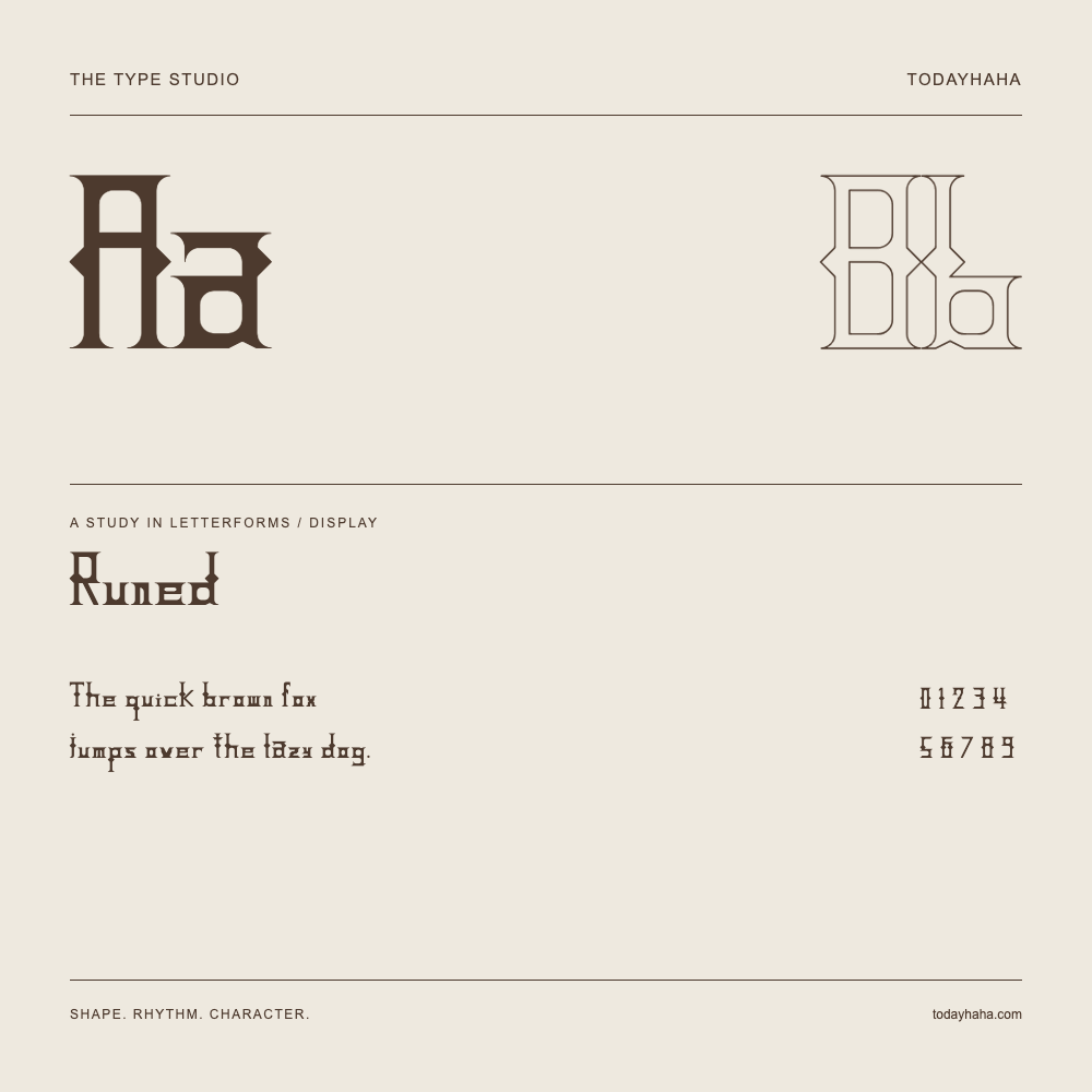 Runed — Estudio de letras con una frase y números