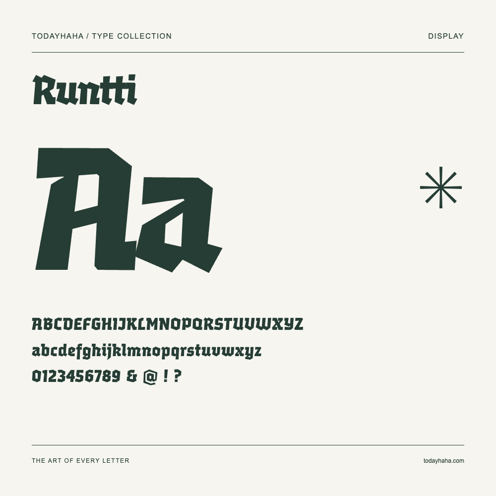 Runtti — Campione con lettere maiuscole, minuscole e numeri