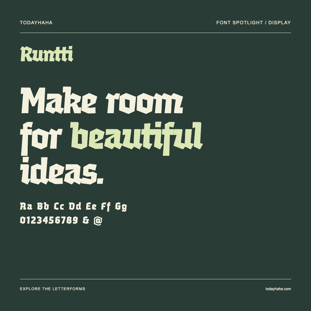 Runtti — Poster tipografico con testo di esempio