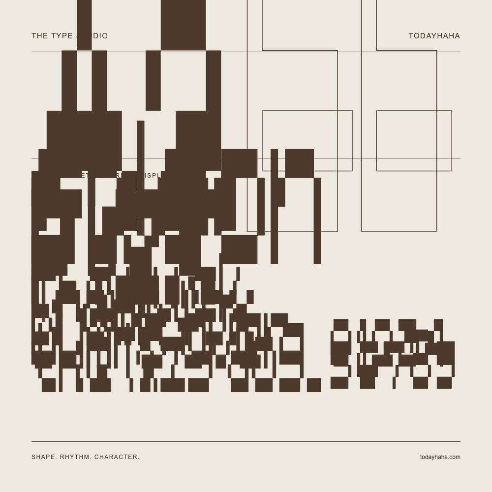 Saloon Flex — Letterform study with sample sentence and numbers