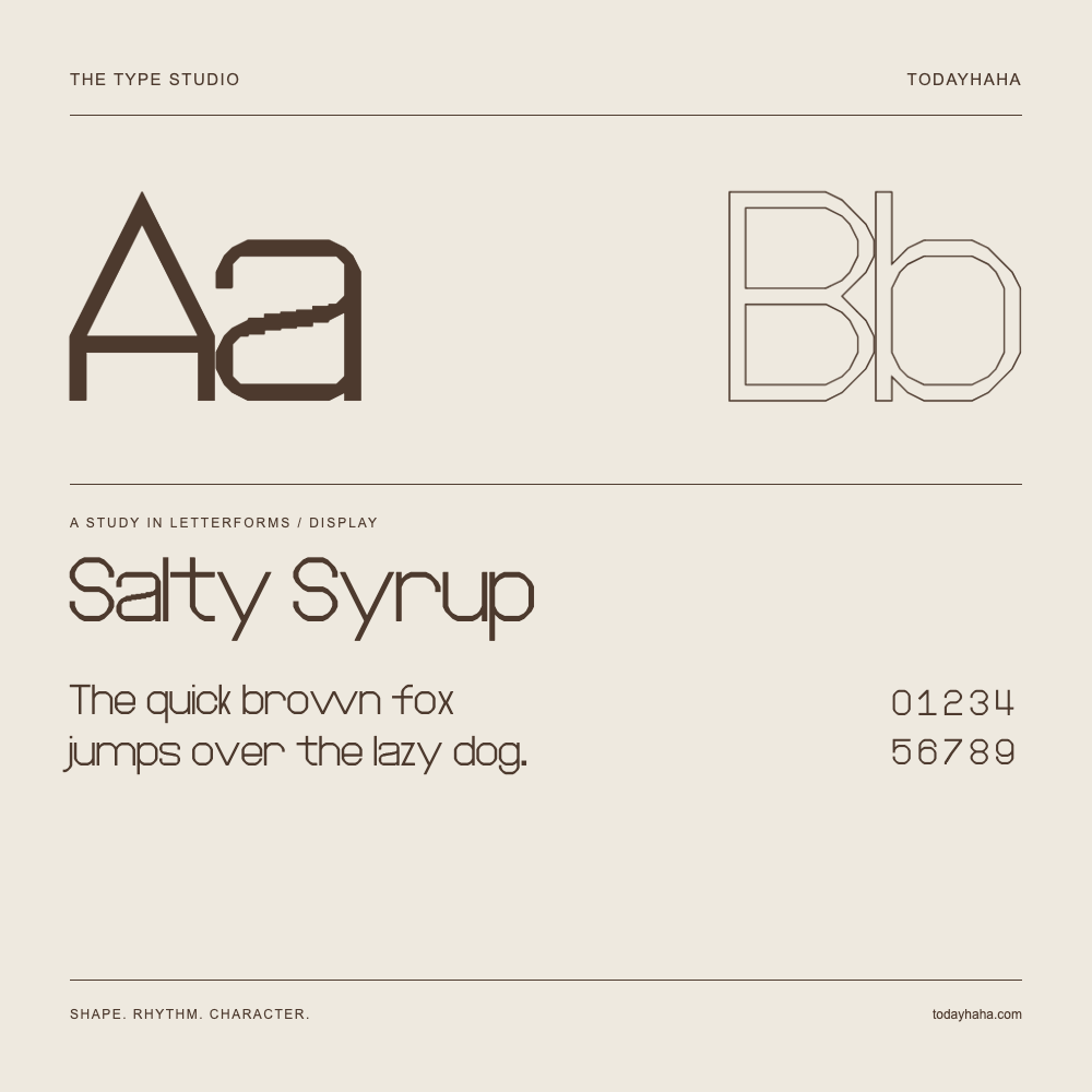 Salty Syrup — 字形展示：示例句子与数字