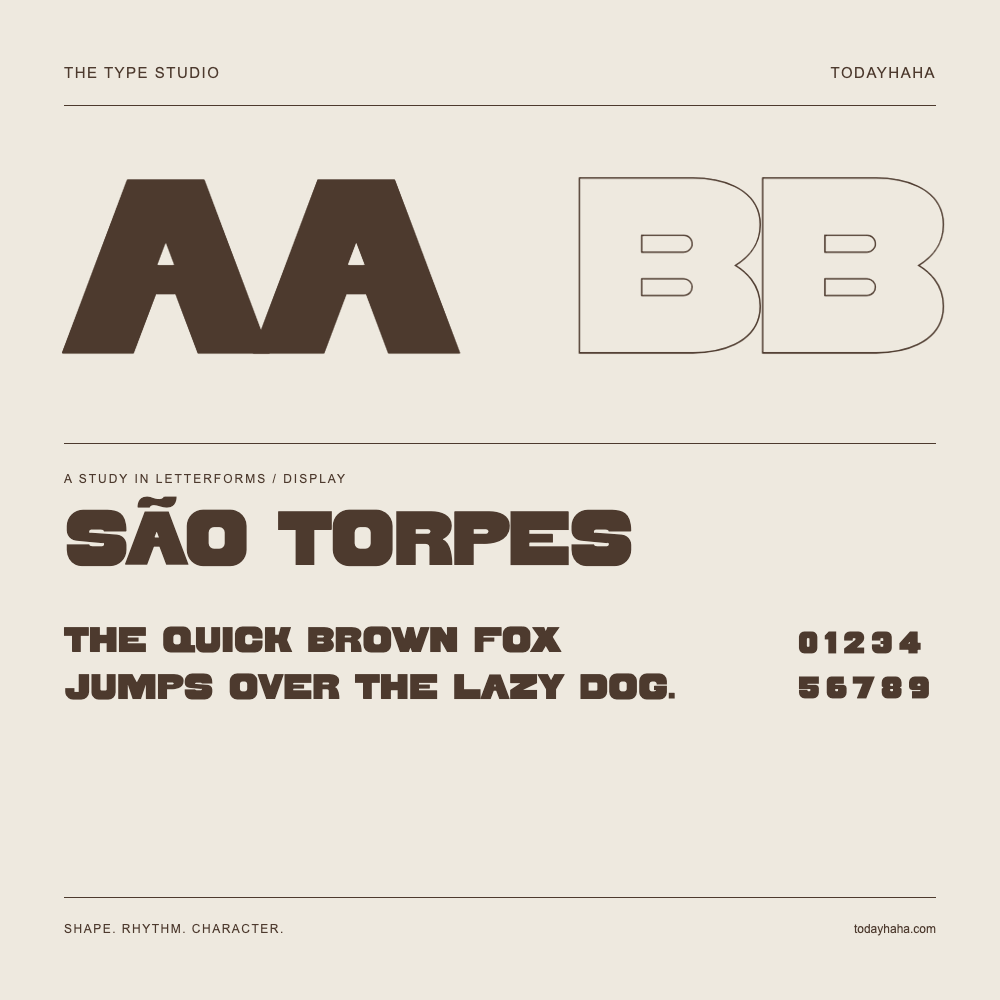 São Torpes — Buchstabenstudie mit Beispielsatz und Ziffern