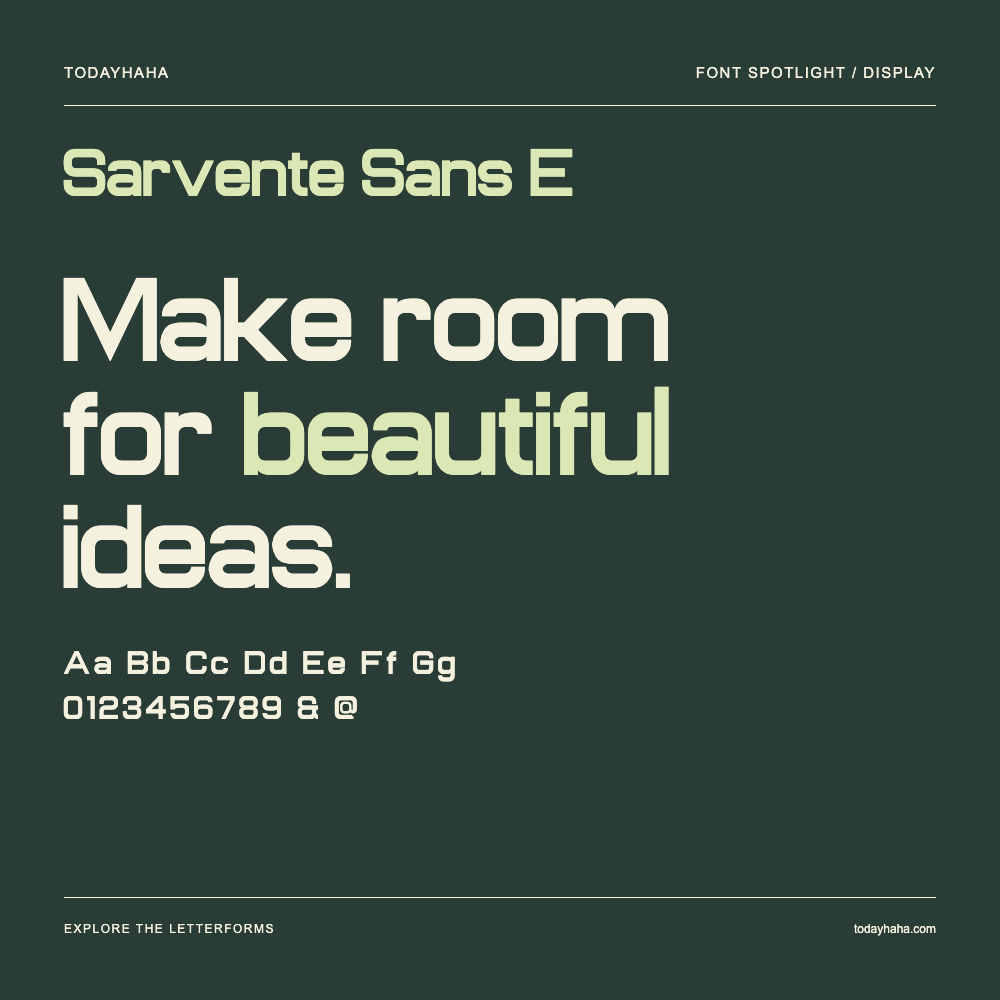 Sarvente Sans E — Typografieposter mit Beispieltext