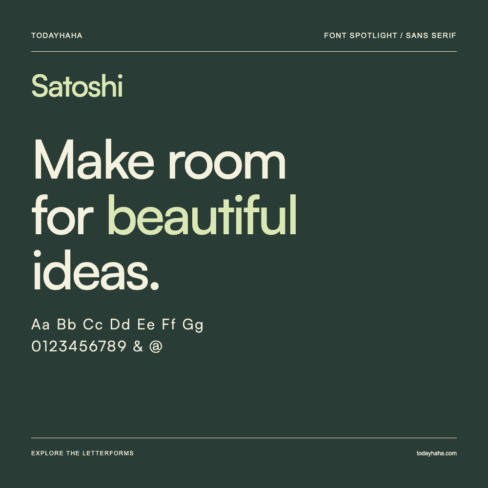 Satoshi — Affiche typographique avec exemple de texte
