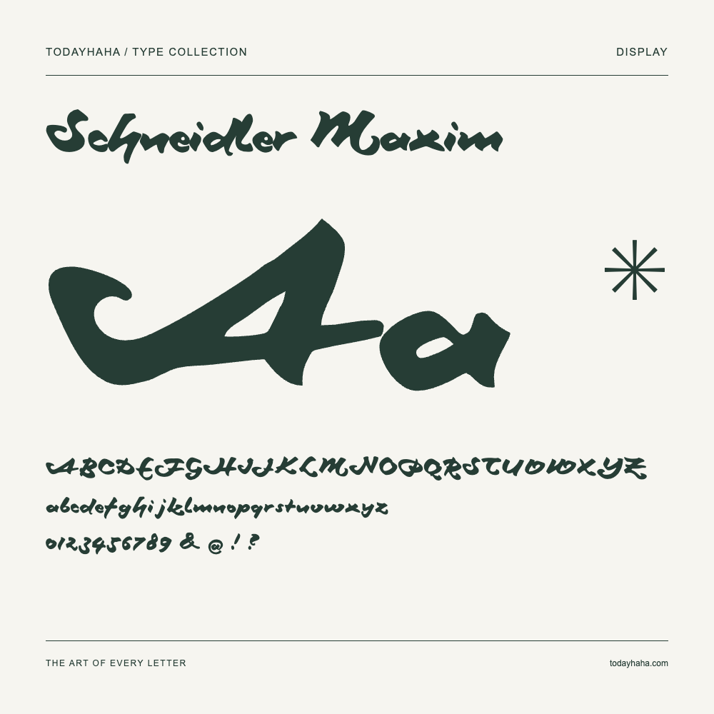 Schneidler Maxim — Font specimen with uppercase and lowercase letters and numbers