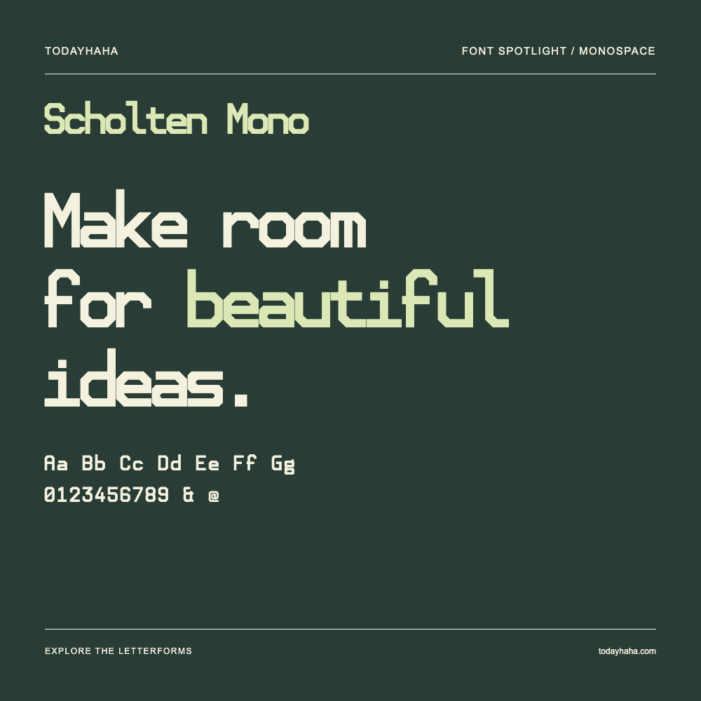 Scholten Mono — Póster tipográfico con texto de muestra