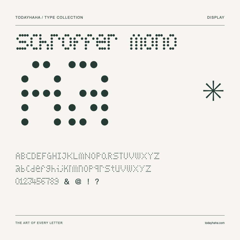 Schroffer Mono — Schriftmuster mit Großbuchstaben, Kleinbuchstaben und Ziffern