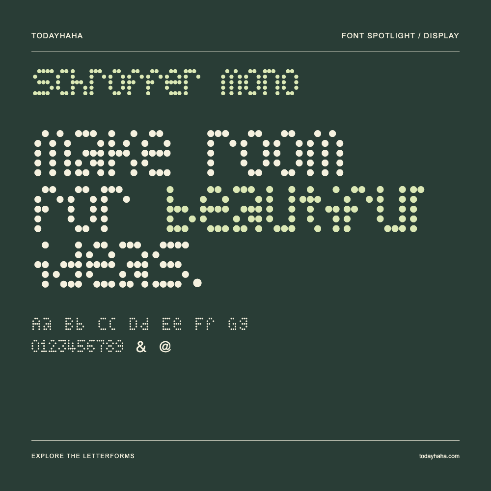 Schroffer Mono — Typografieposter mit Beispieltext