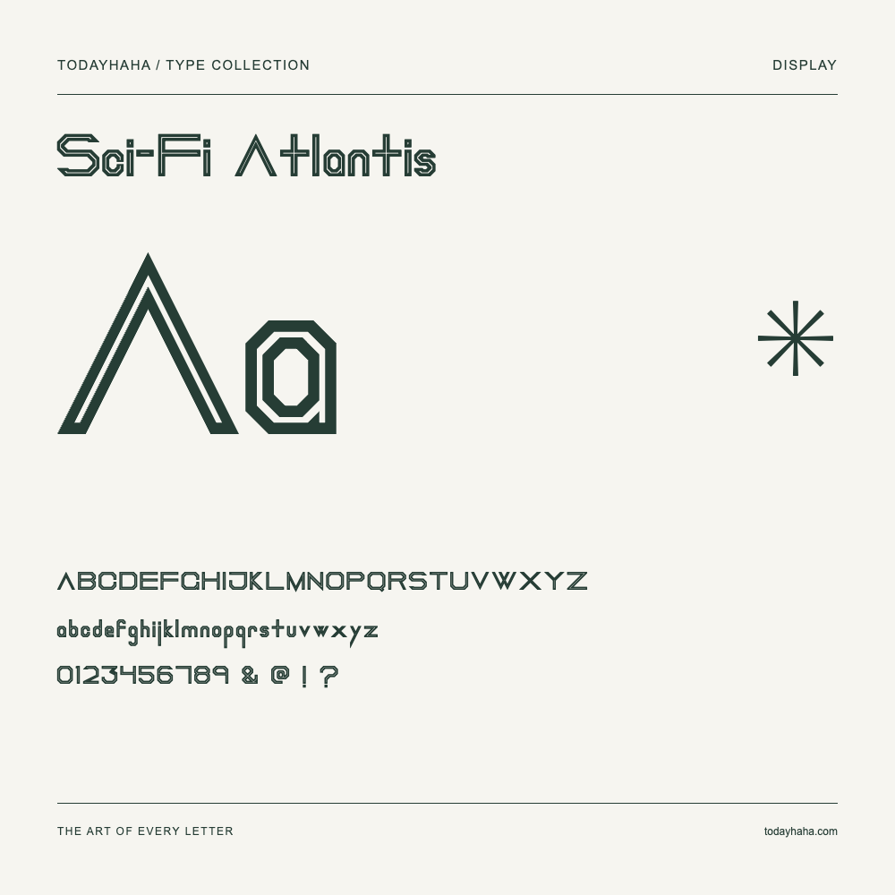 Sci-Fi Atlantis — Muestra de mayúsculas, minúsculas y números
