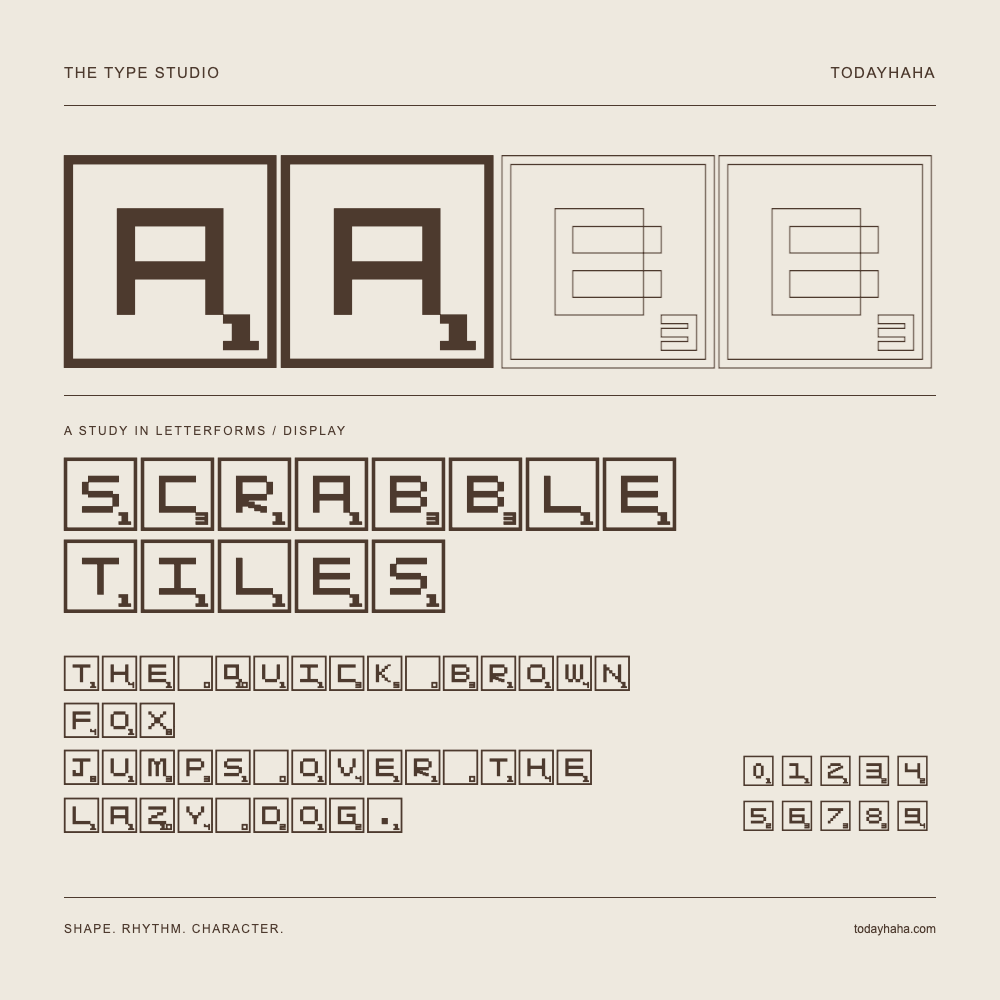 Scrabble Tiles — Estudio de letras con una frase y números