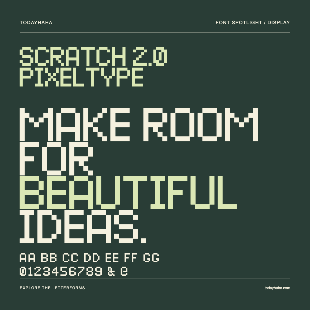 Scratch 2.0 PixelType — Póster tipográfico con texto de muestra