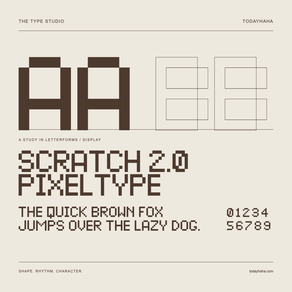 Scratch 2.0 PixelType — Estudio de letras con una frase y números
