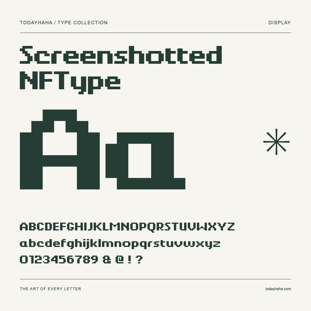 Screenshotted NFType — Font specimen with uppercase and lowercase letters and numbers