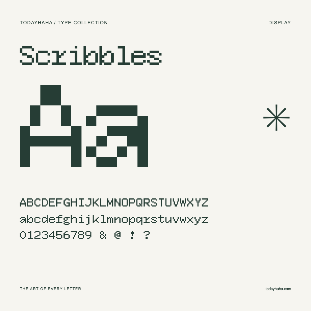 Scribbles — Schriftmuster mit Großbuchstaben, Kleinbuchstaben und Ziffern