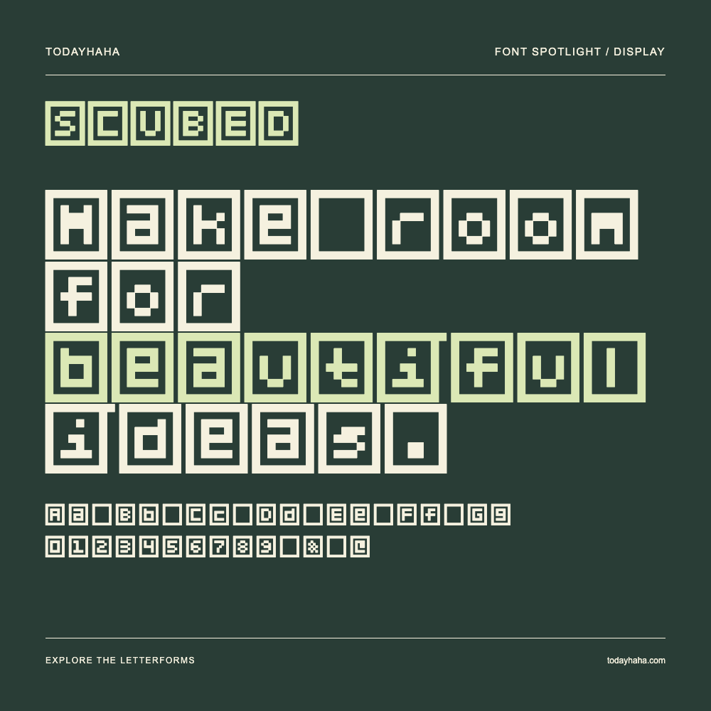 SCUBED — Affiche typographique avec exemple de texte