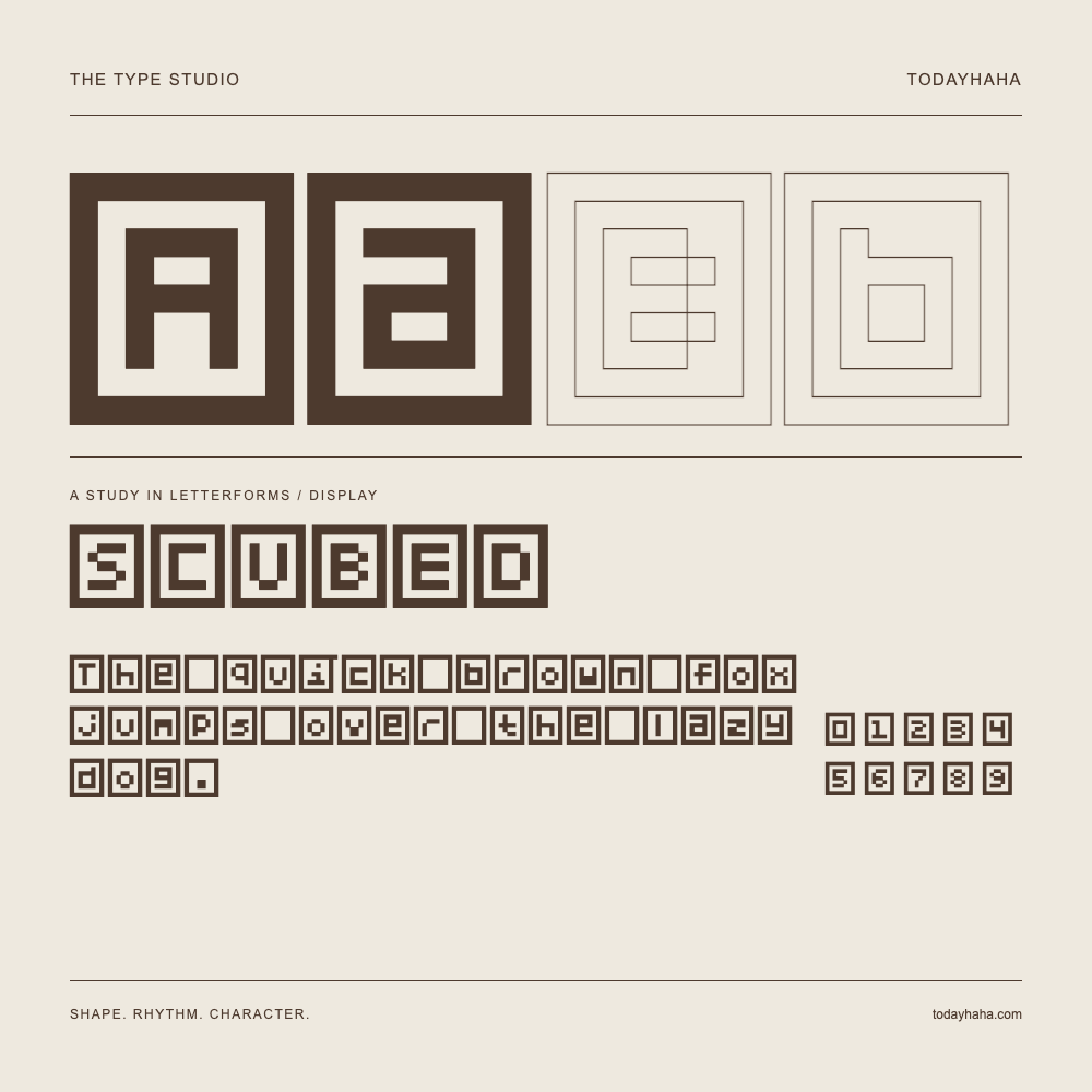 SCUBED — Étude des lettres avec une phrase et des chiffres