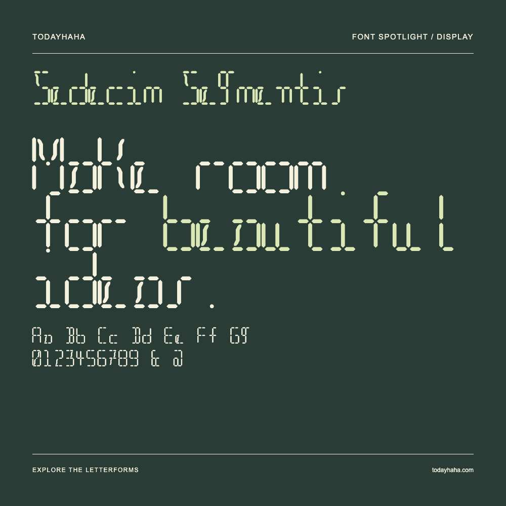 Sedecim Segmentis — Affiche typographique avec exemple de texte