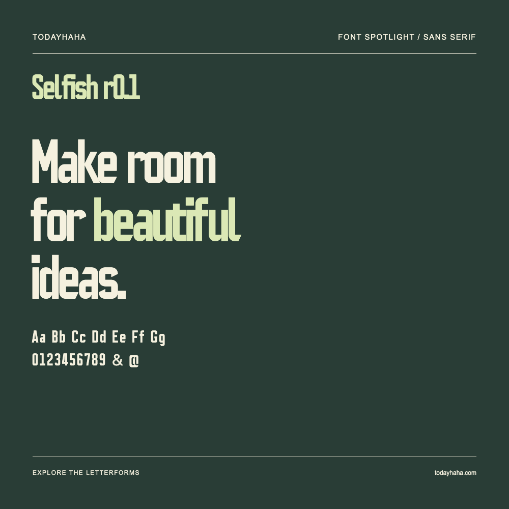 Selfish r0.1 — Poster tipografico con testo di esempio