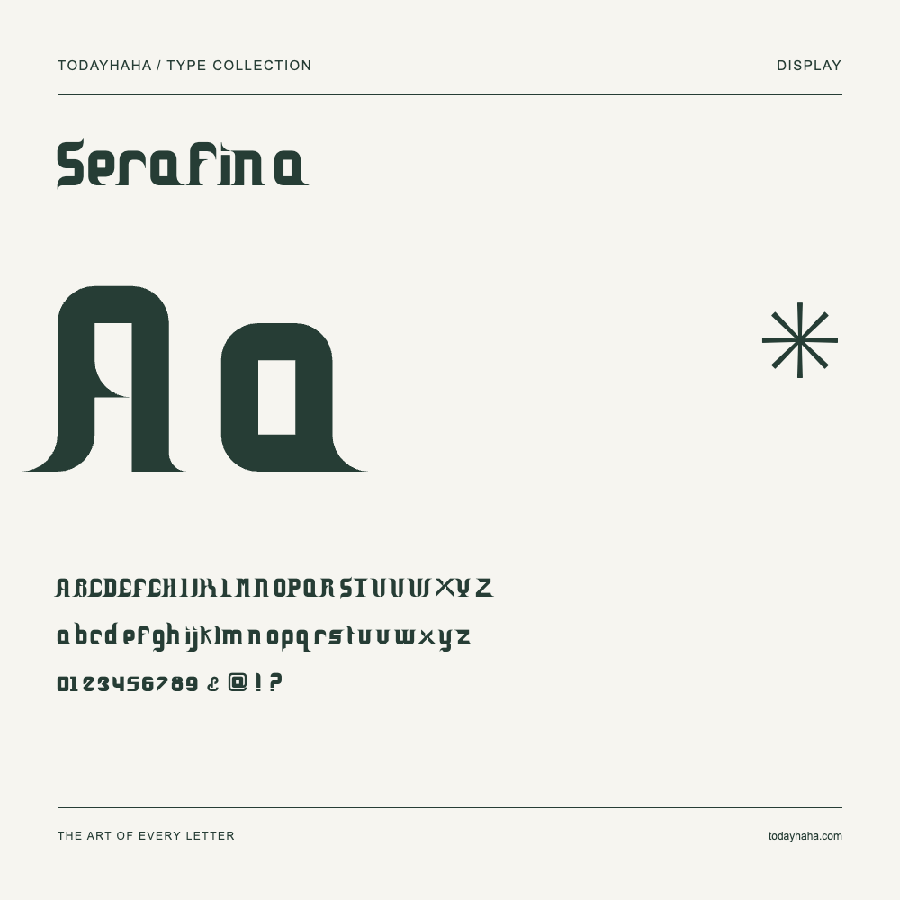 Serafina — Campione con lettere maiuscole, minuscole e numeri