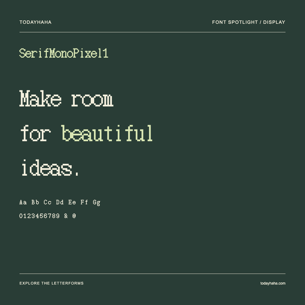 SerifMonoPixel1 — Poster tipografico con testo di esempio