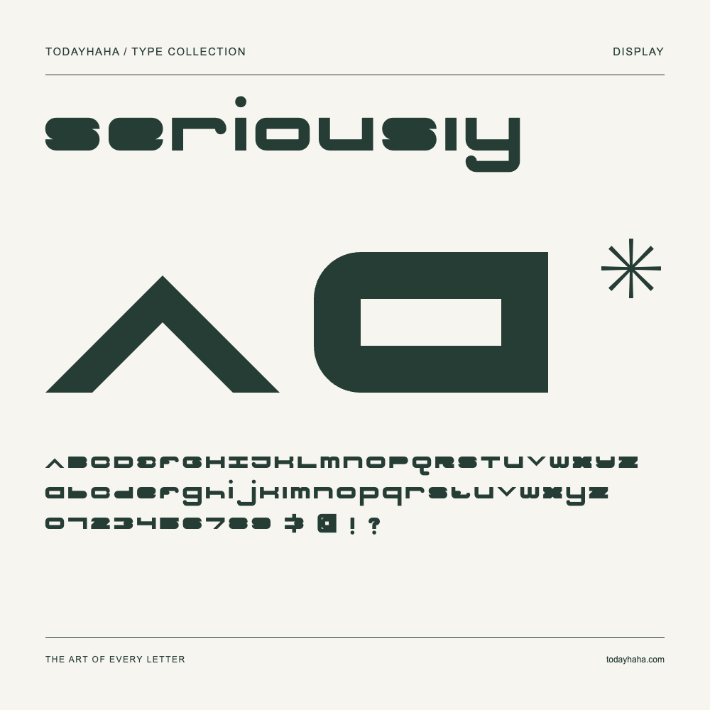 Seriously — Muestra de mayúsculas, minúsculas y números