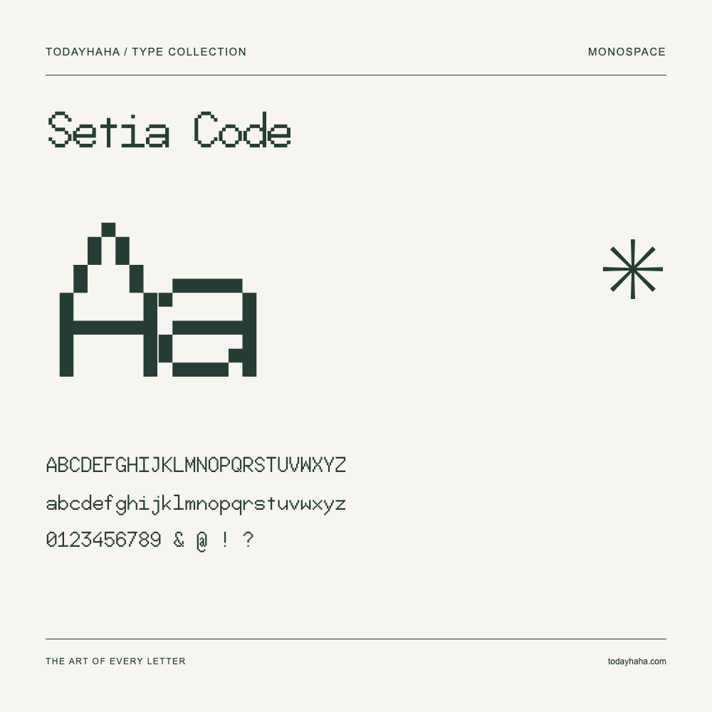 Setia Code — Muestra de mayúsculas, minúsculas y números