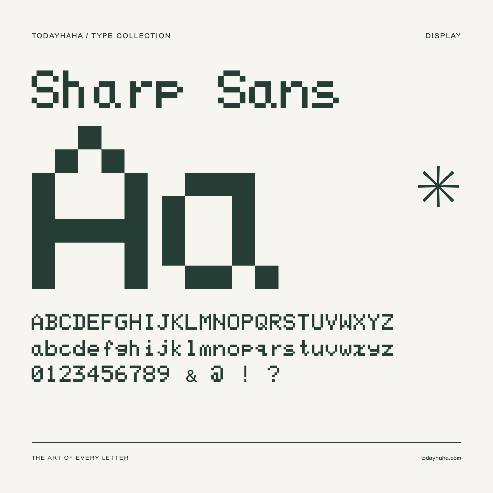 Sharp Sans — Muestra de mayúsculas, minúsculas y números