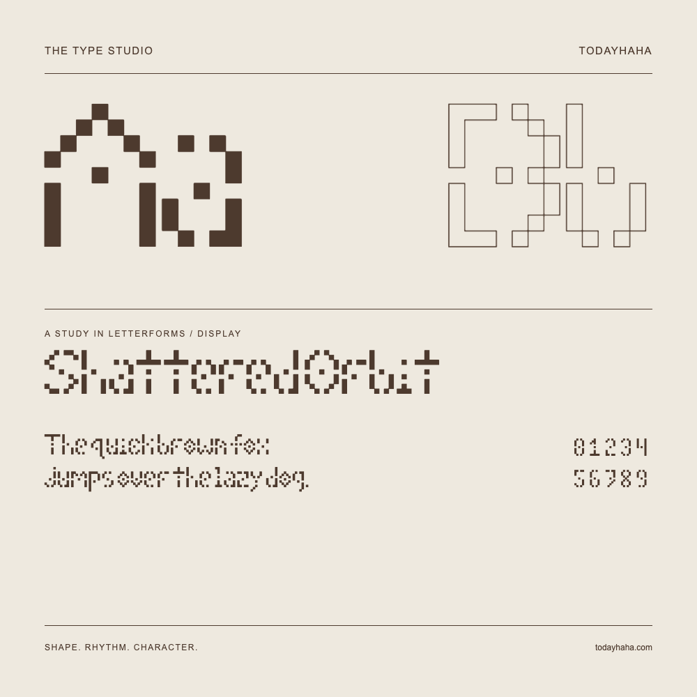 Shattered Orbit — Studio delle lettere con frase e numeri