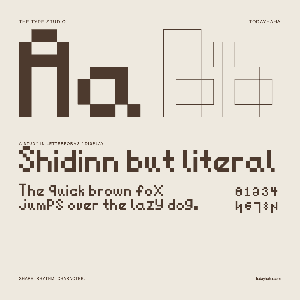 Shidinn but literal — 字形展示：示例句子与数字