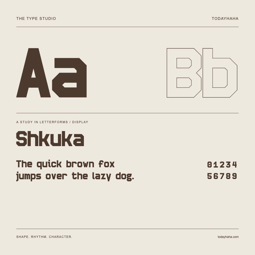 Shkuka — Estudio de letras con una frase y números