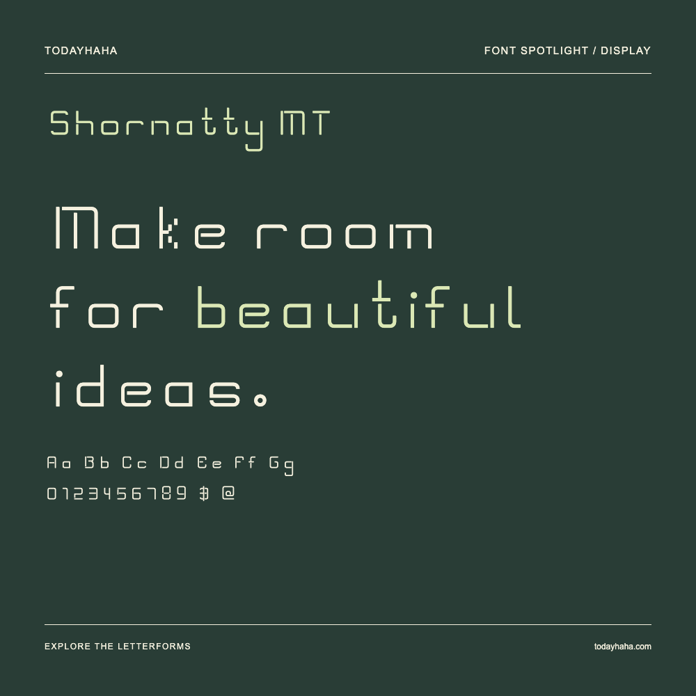 Shornatty MT — Typografieposter mit Beispieltext