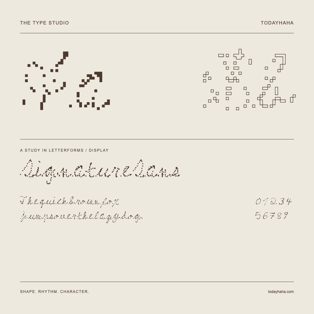 Signature Sans — 字形展示：示例句子与数字