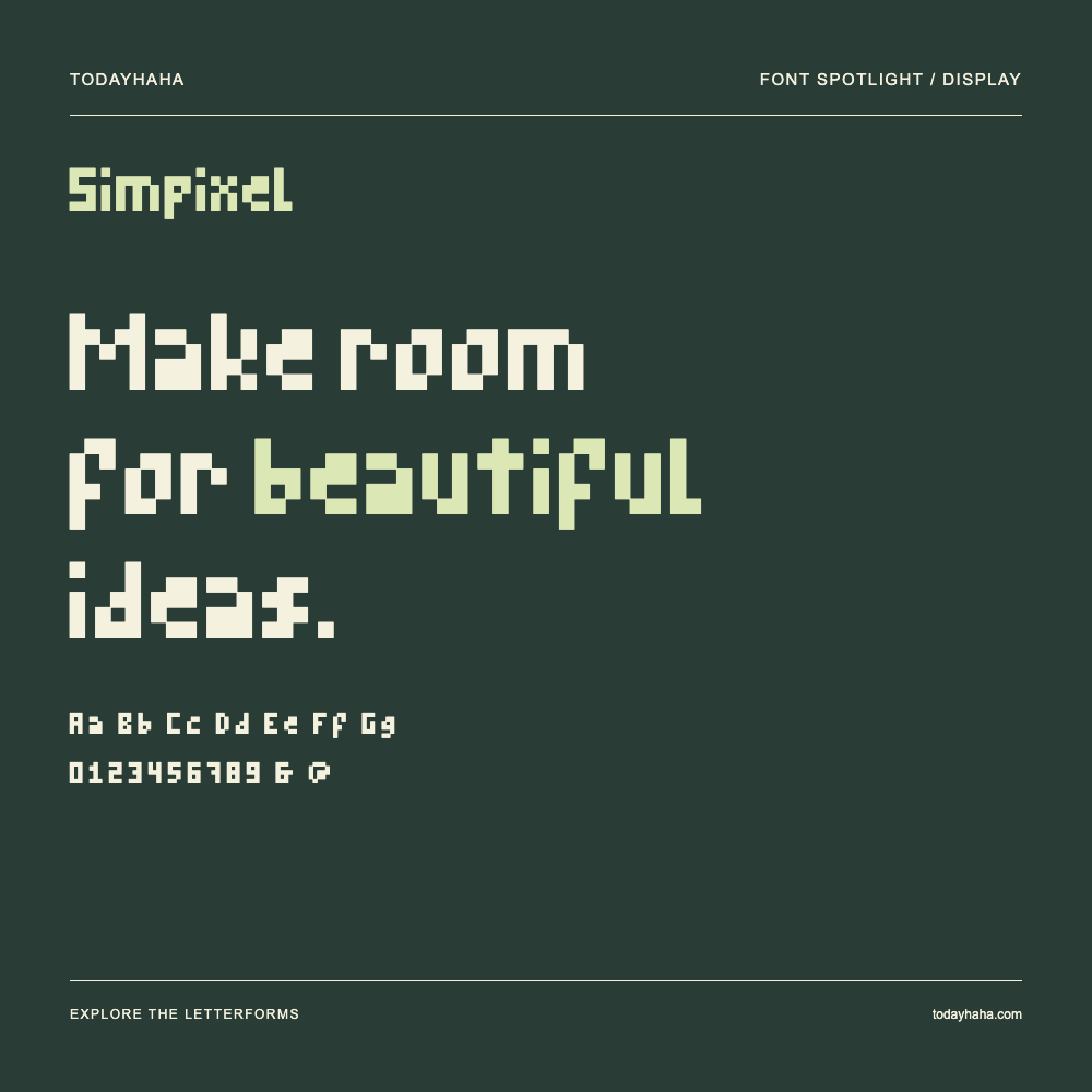 Simpixel — Affiche typographique avec exemple de texte