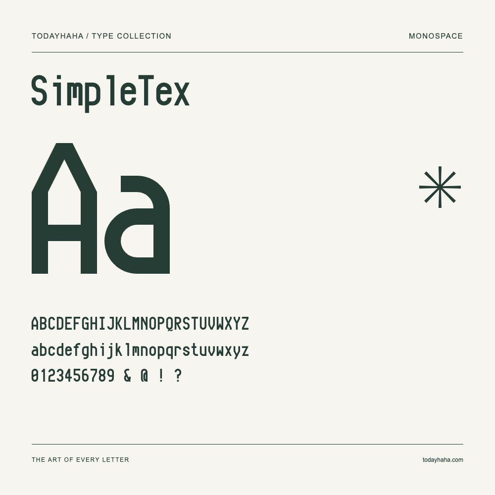 SimpleTex — Schriftmuster mit Großbuchstaben, Kleinbuchstaben und Ziffern