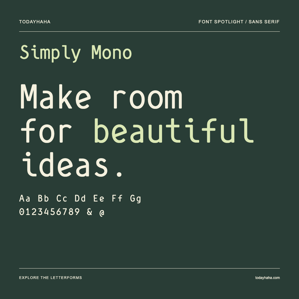 Simply Mono — Póster tipográfico con texto de muestra