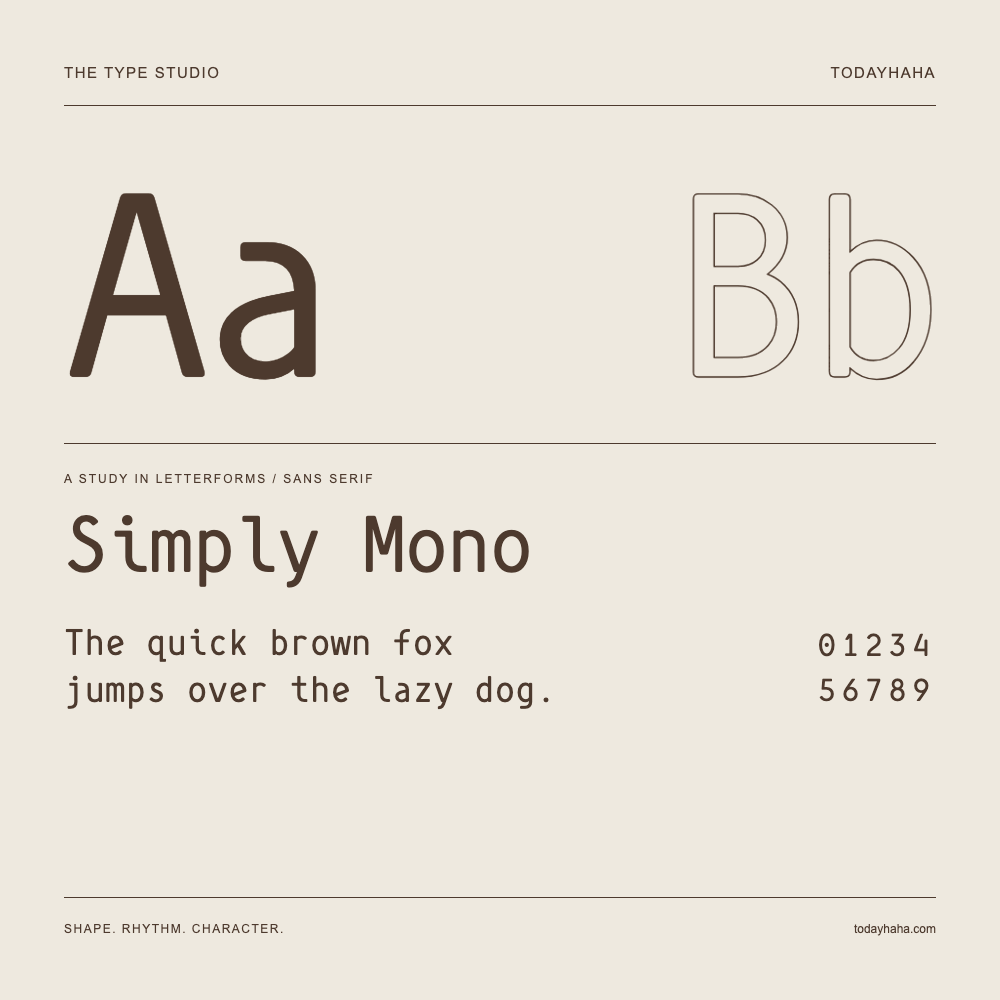 Simply Mono — Estudio de letras con una frase y números