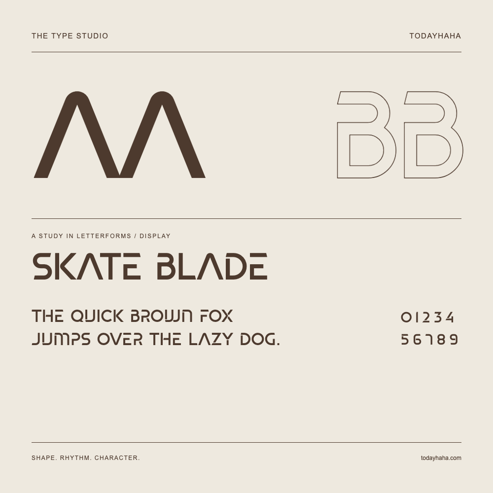 Skate blade — Buchstabenstudie mit Beispielsatz und Ziffern