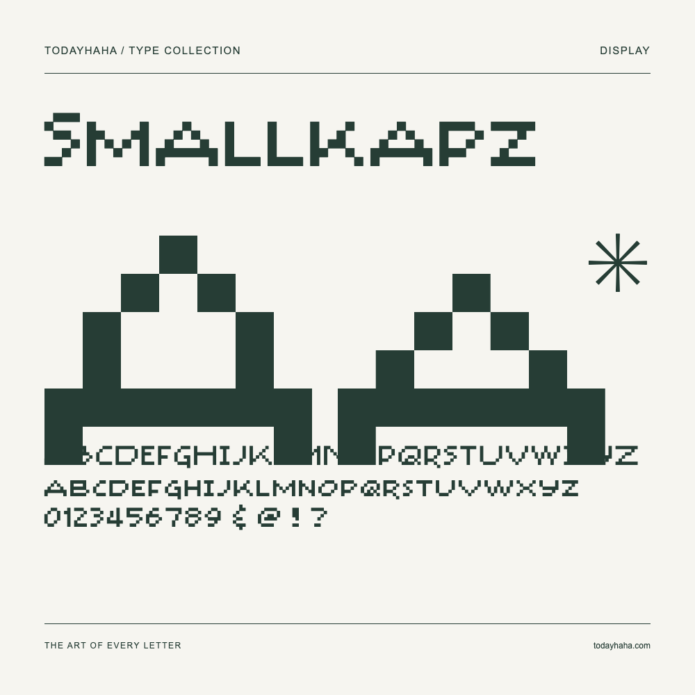 Smallkapz — Spécimen avec majuscules, minuscules et chiffres