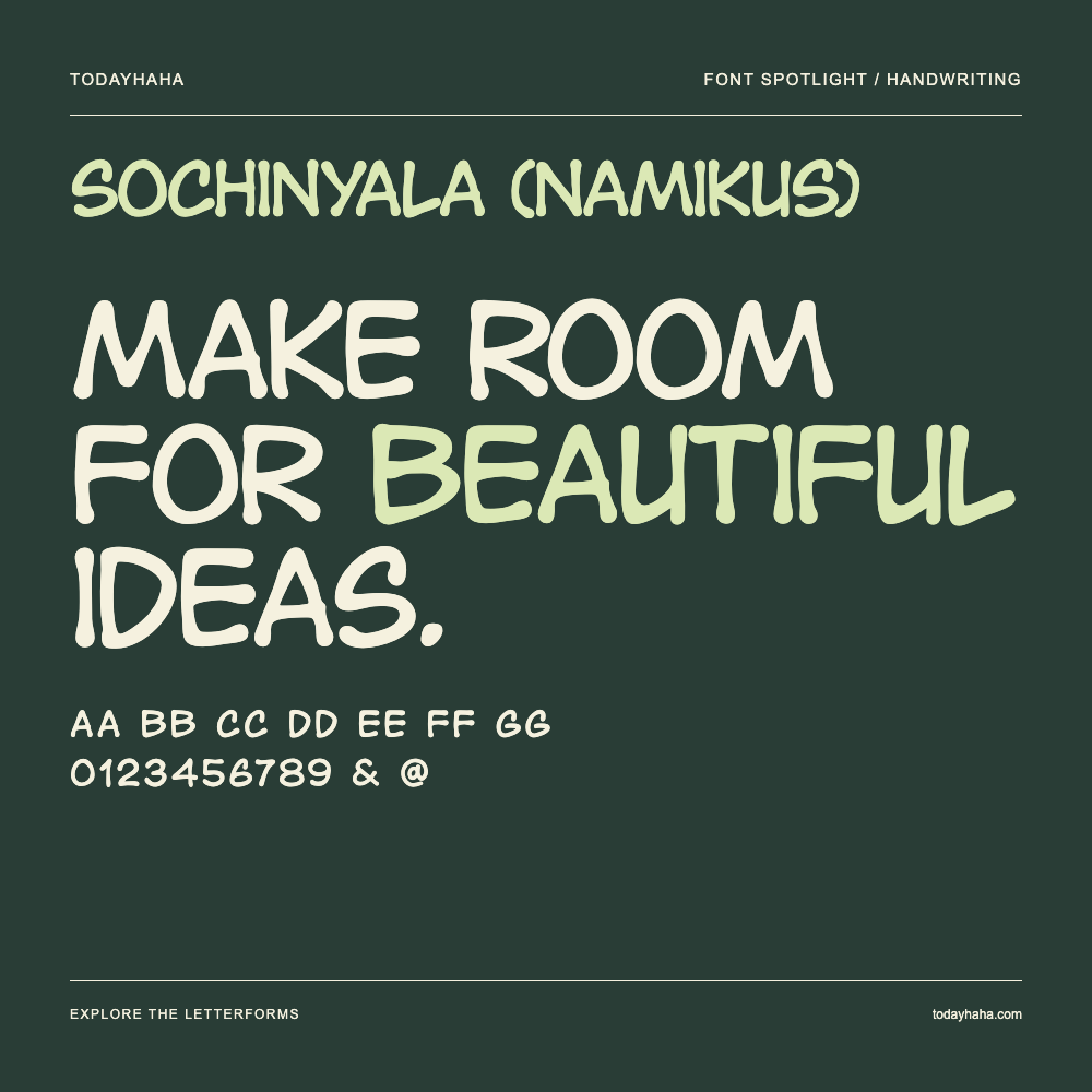Sochinyala (Namikus) — Póster tipográfico con texto de muestra