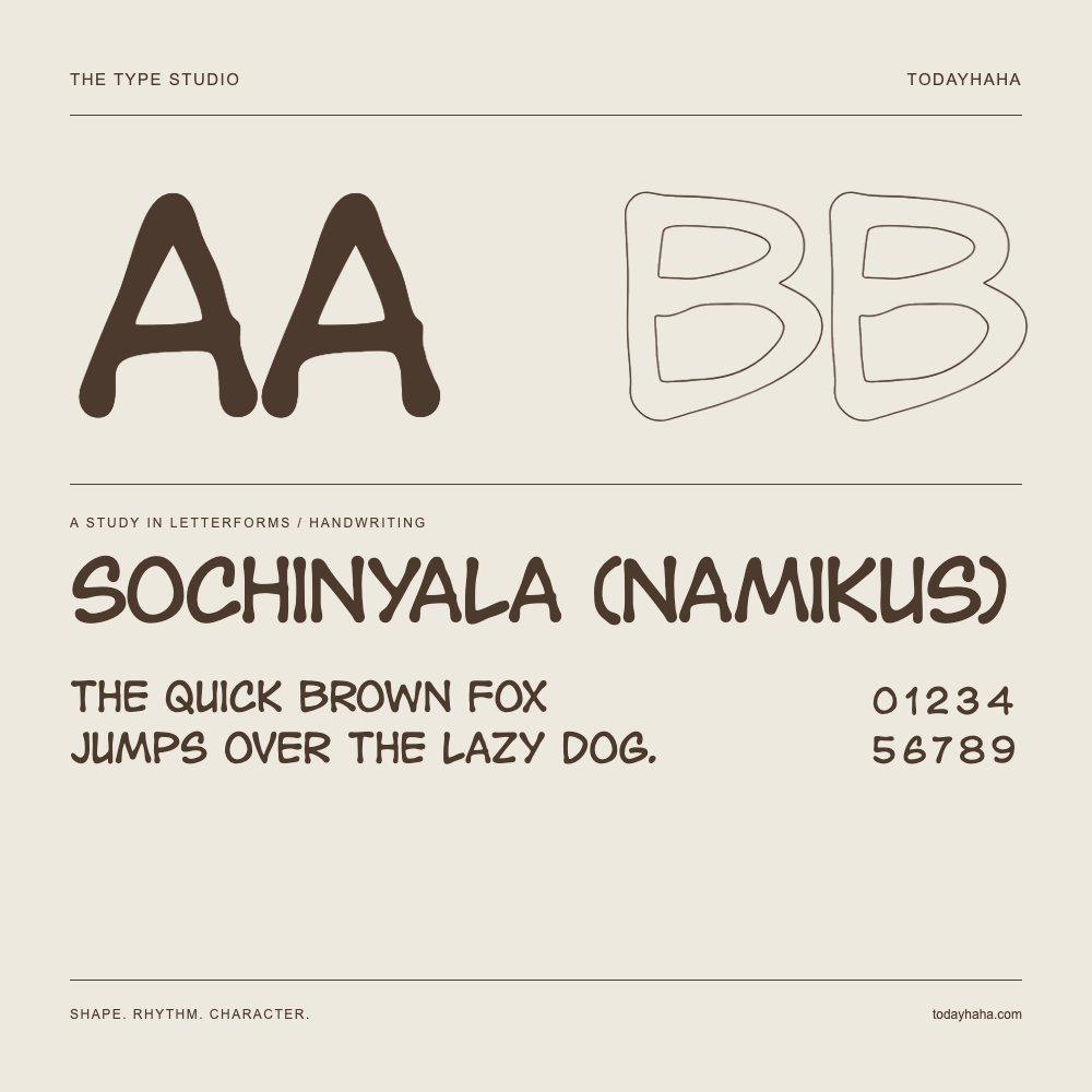 Sochinyala (Namikus) — Estudio de letras con una frase y números