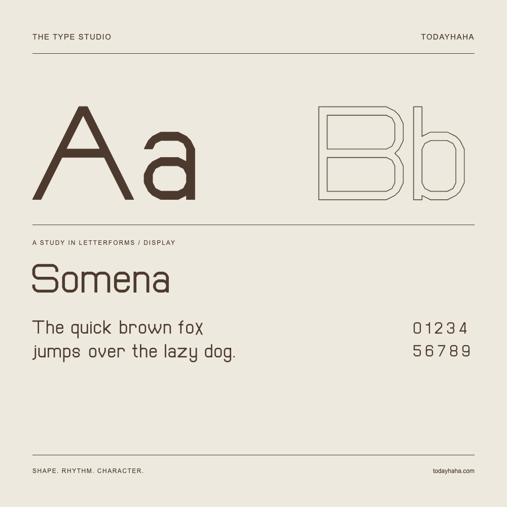 Somena — Buchstabenstudie mit Beispielsatz und Ziffern