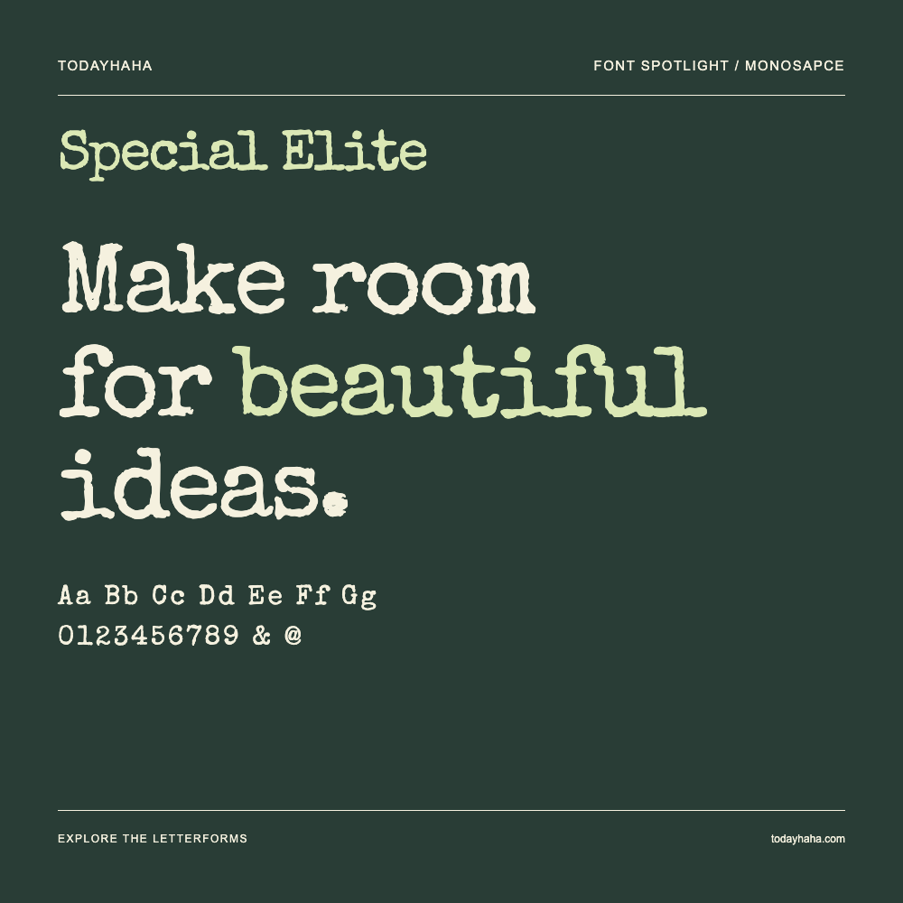 Special Elite — Typography poster with sample text