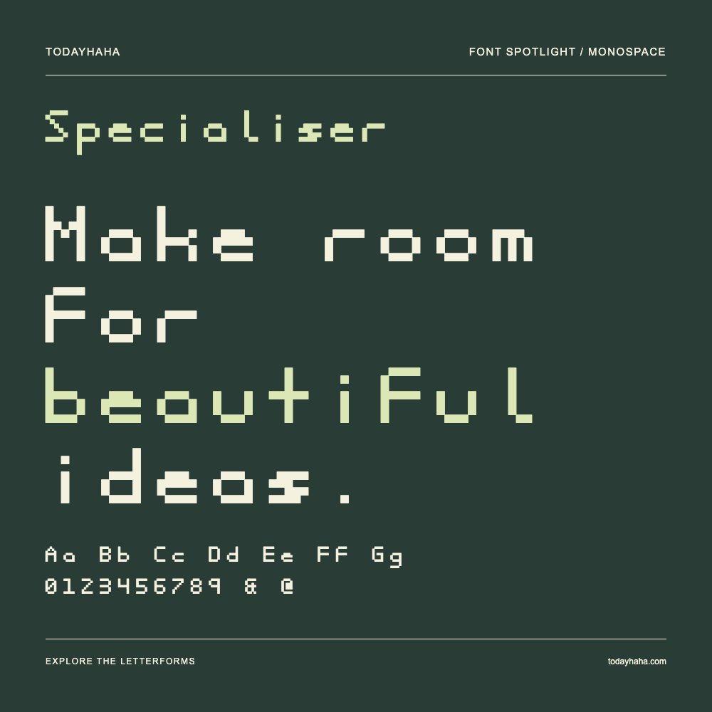 Specialiser — Póster tipográfico con texto de muestra