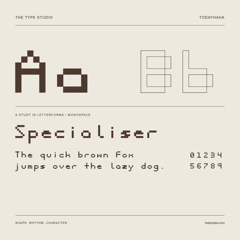 Specialiser — Estudio de letras con una frase y números
