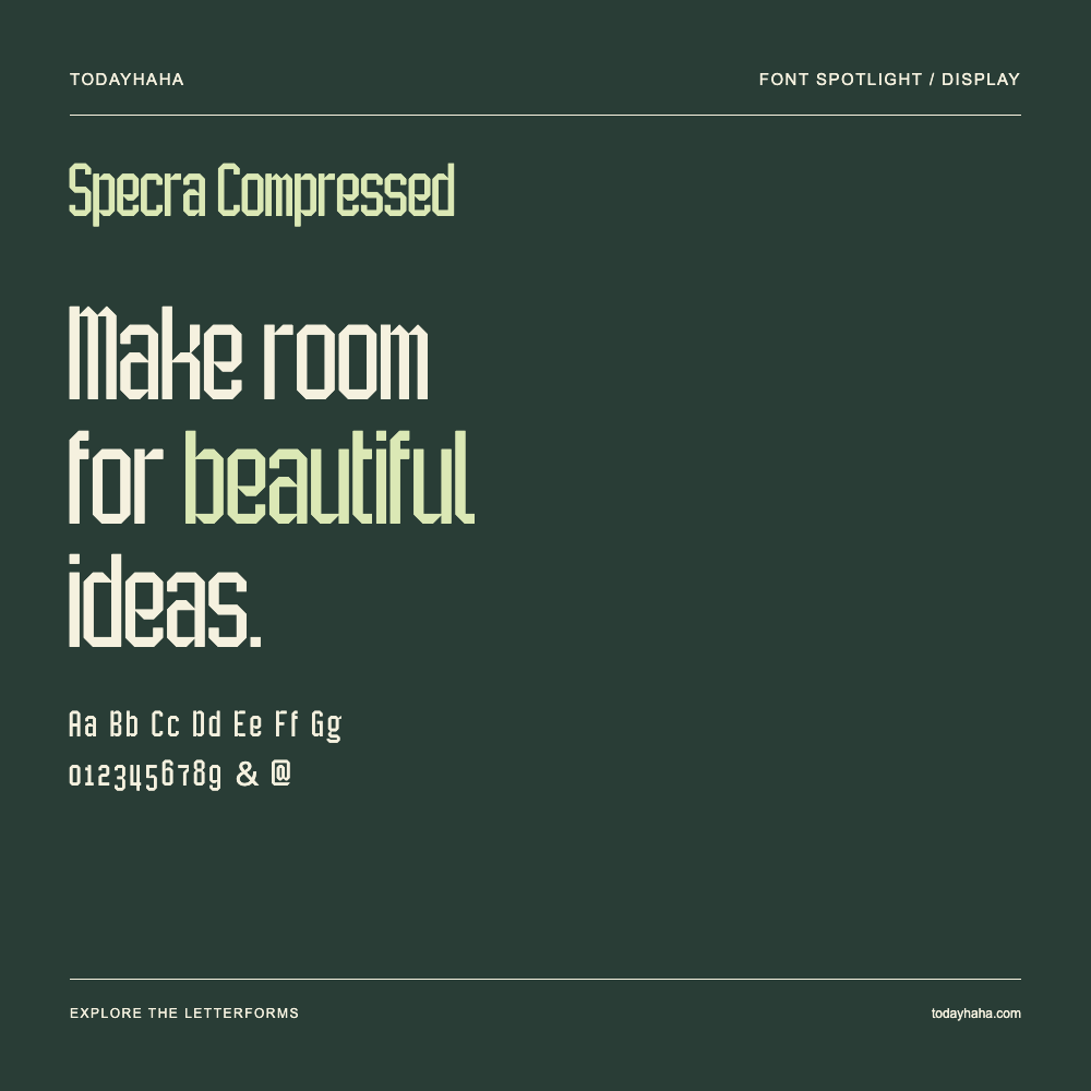 Specra Compressed — Typografieposter mit Beispieltext