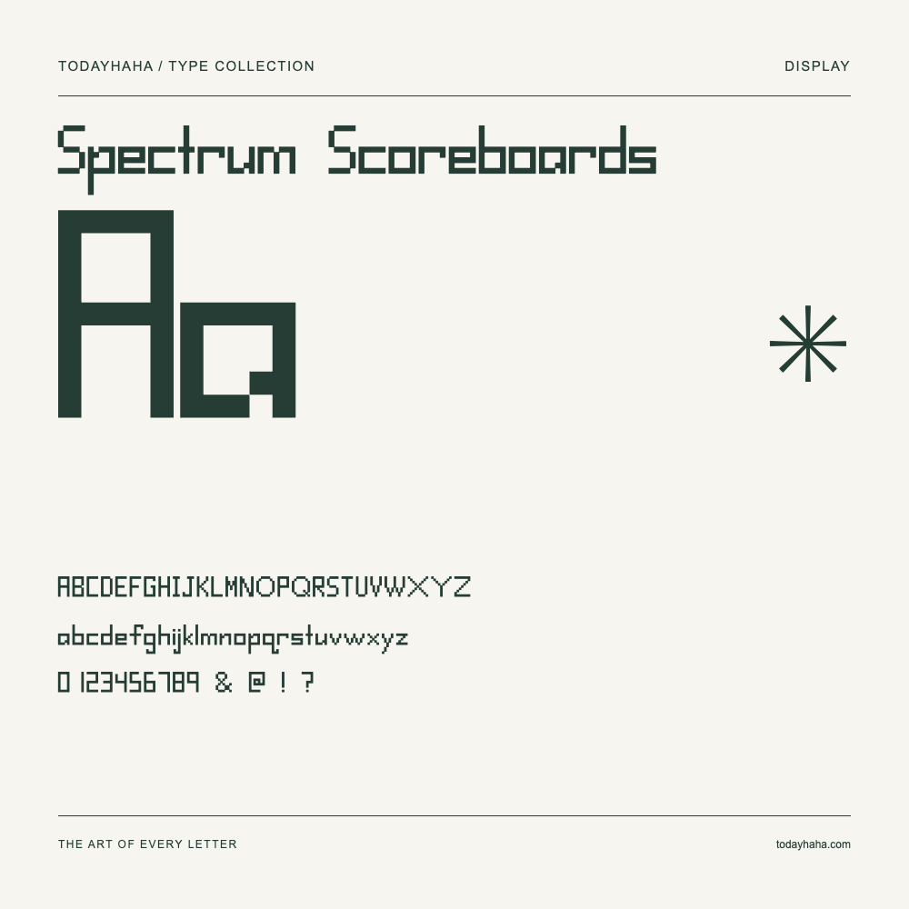 Spectrum Scoreboards — Muestra de mayúsculas, minúsculas y números