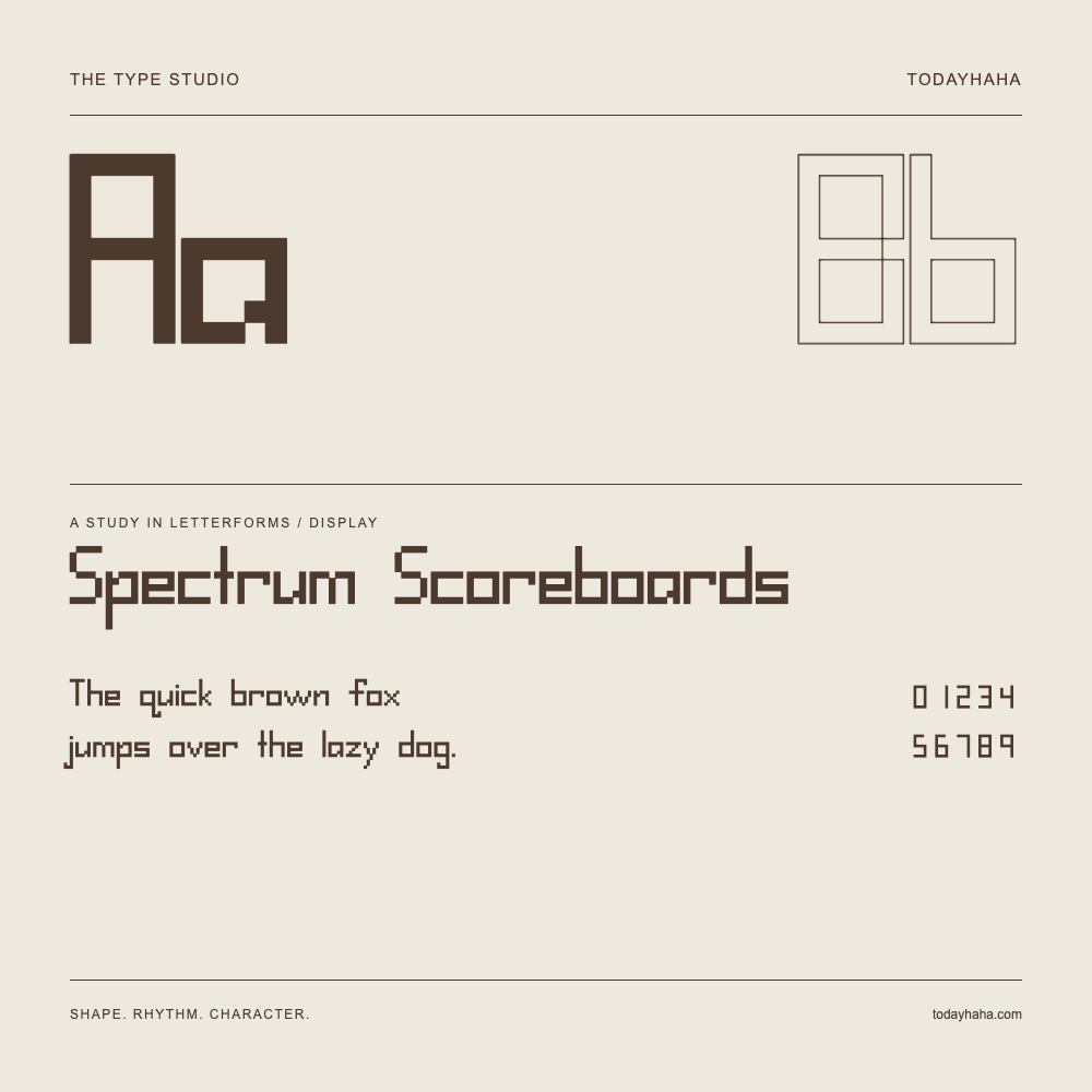 Spectrum Scoreboards — Estudio de letras con una frase y números
