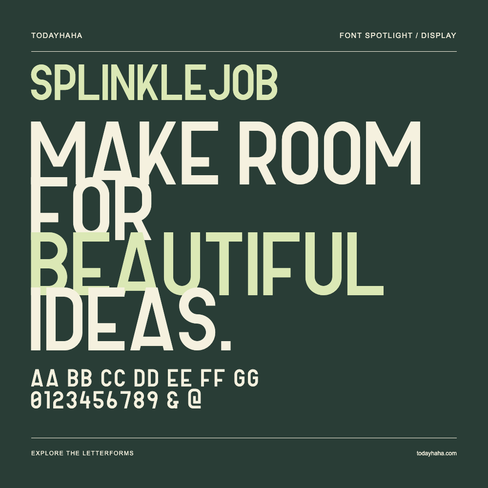 Splinklejob — Affiche typographique avec exemple de texte