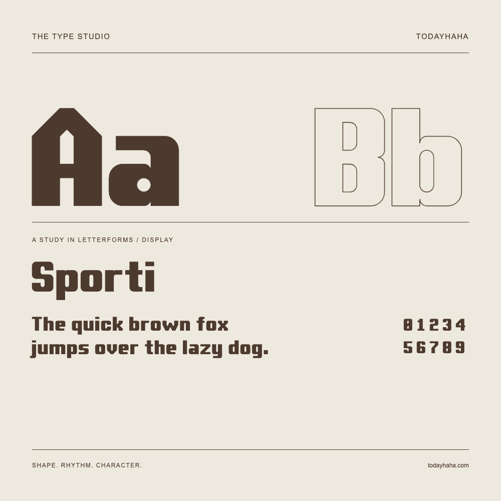 Sporti — Estudio de letras con una frase y números
