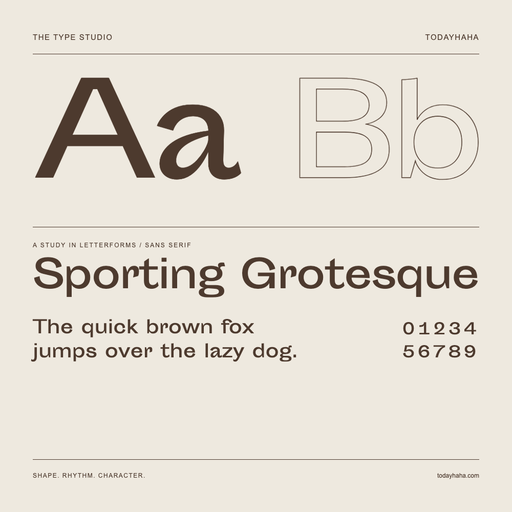 Sporting Grotesque — 字形展示：示例句子与数字